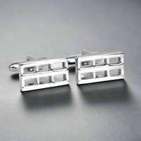 Silver Rectabgle Grill Cufflinks