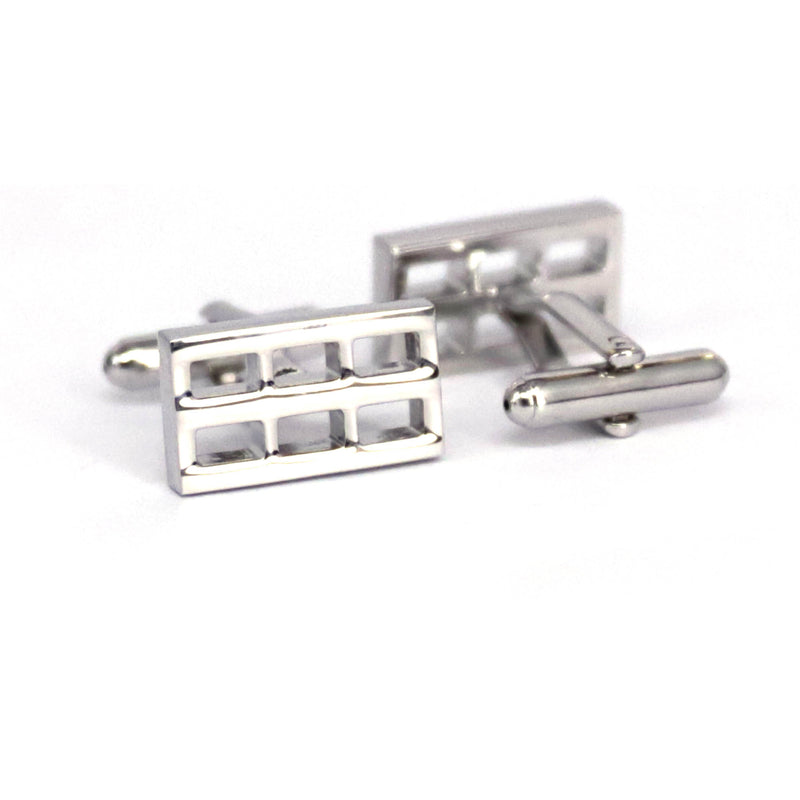 Silver Rectabgle Grill Cufflinks