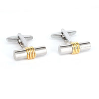 Horizonal Bar Silver and Gold Cufflinks