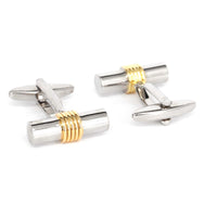 Horizonal Bar Silver and Gold Cufflinks