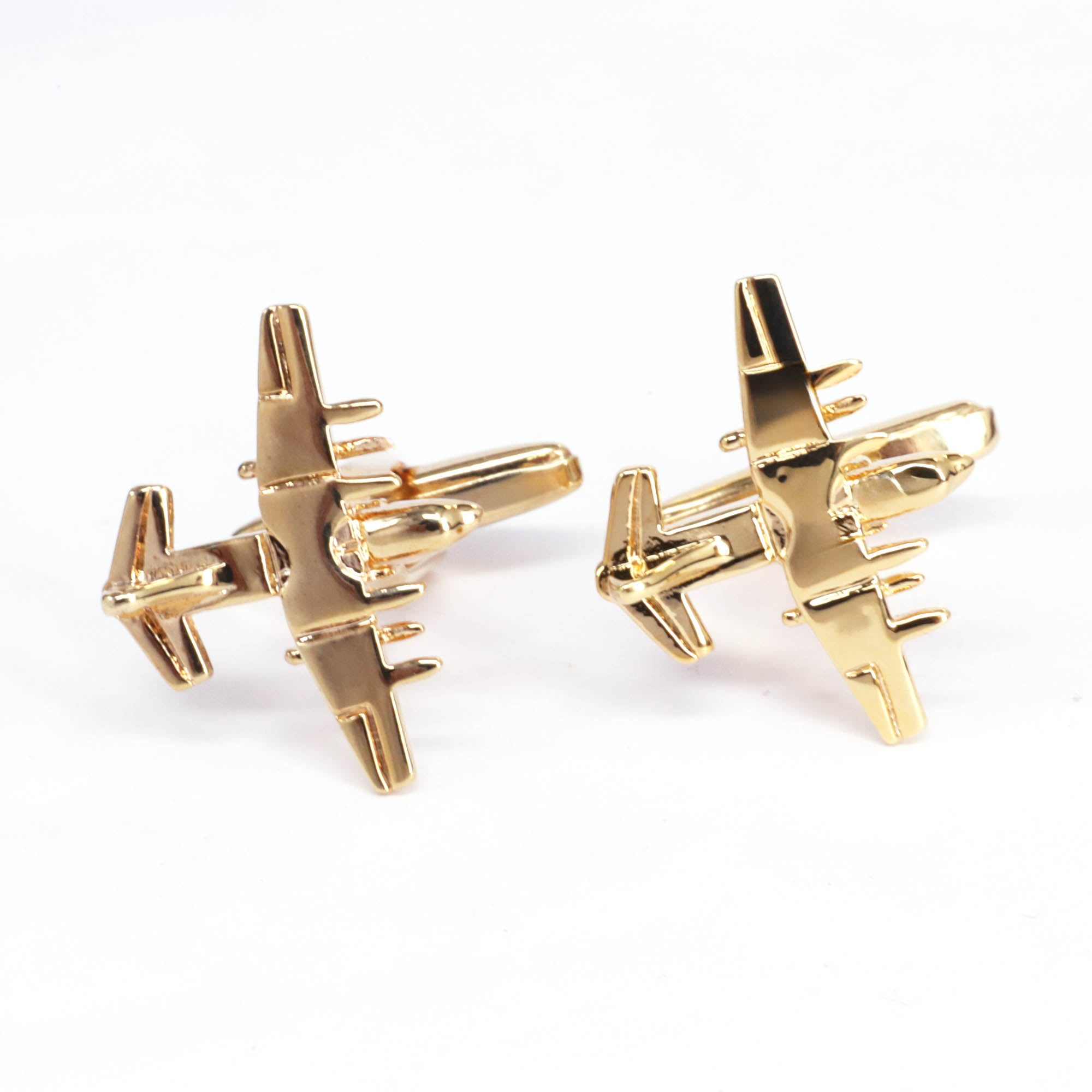 MarZthomson Fighter Jet Cufflinks in Gold -  Aeroplane Cufflinks