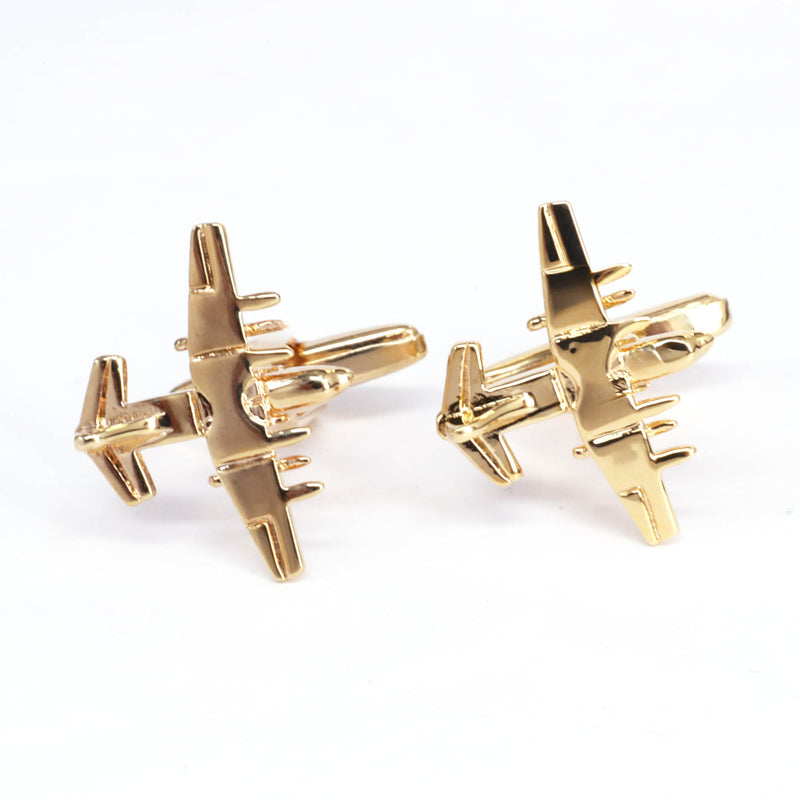 MarZthomson Fighter Jet Cufflinks in Gold -  Aeroplane Cufflinks