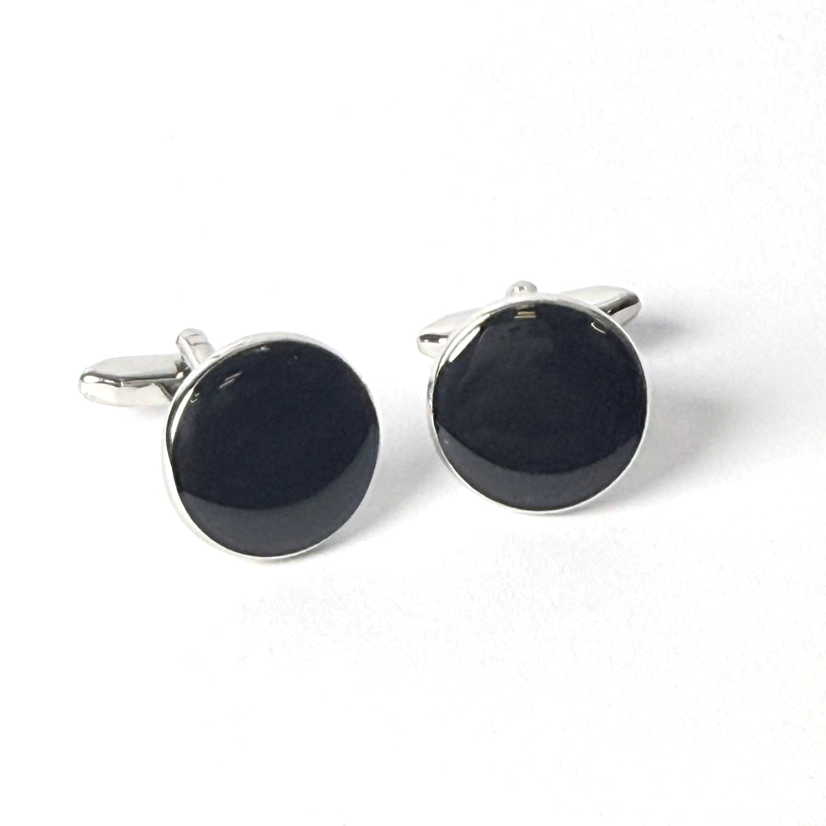The Noir Series — Men’s Premium Black Enamel & Silver Cufflink Collection