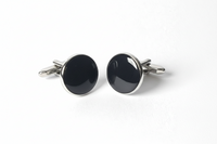 The Noir Series — Men’s Premium Black Enamel & Silver Cufflink Collection