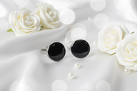 The Noir Series — Men’s Premium Black Enamel & Silver Cufflink Collection