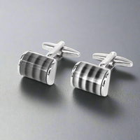 D-shape fiber glass Cufflink in black and white (Online Exclusive)