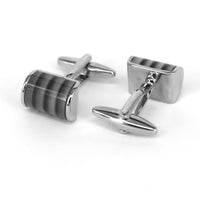 D-shape fiber glass Cufflink in black and white (Online Exclusive)