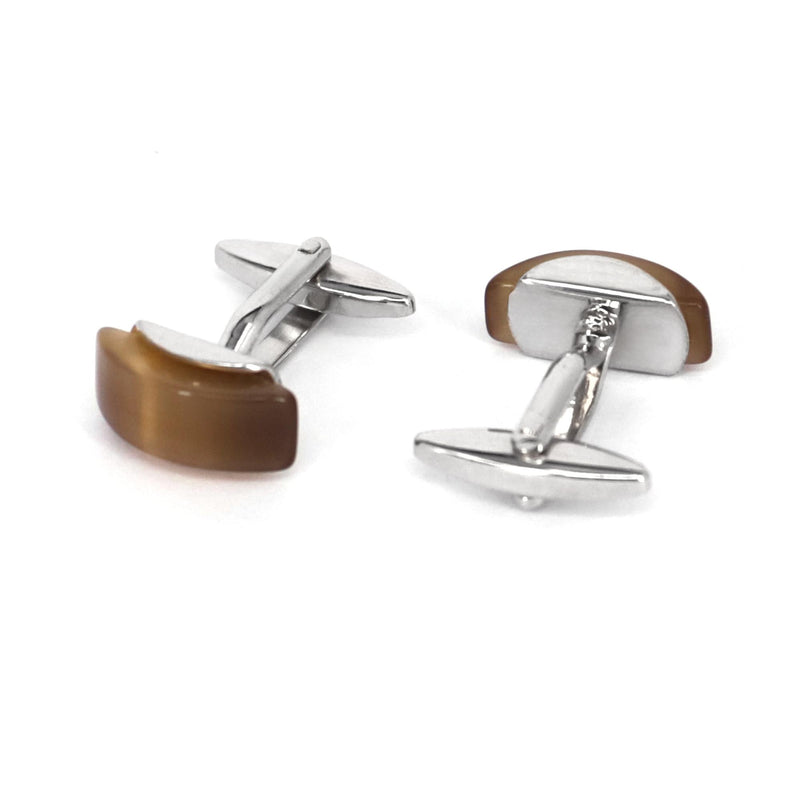 Brown Fiber Glass rectangle Cufflinks (Online Exclusive)