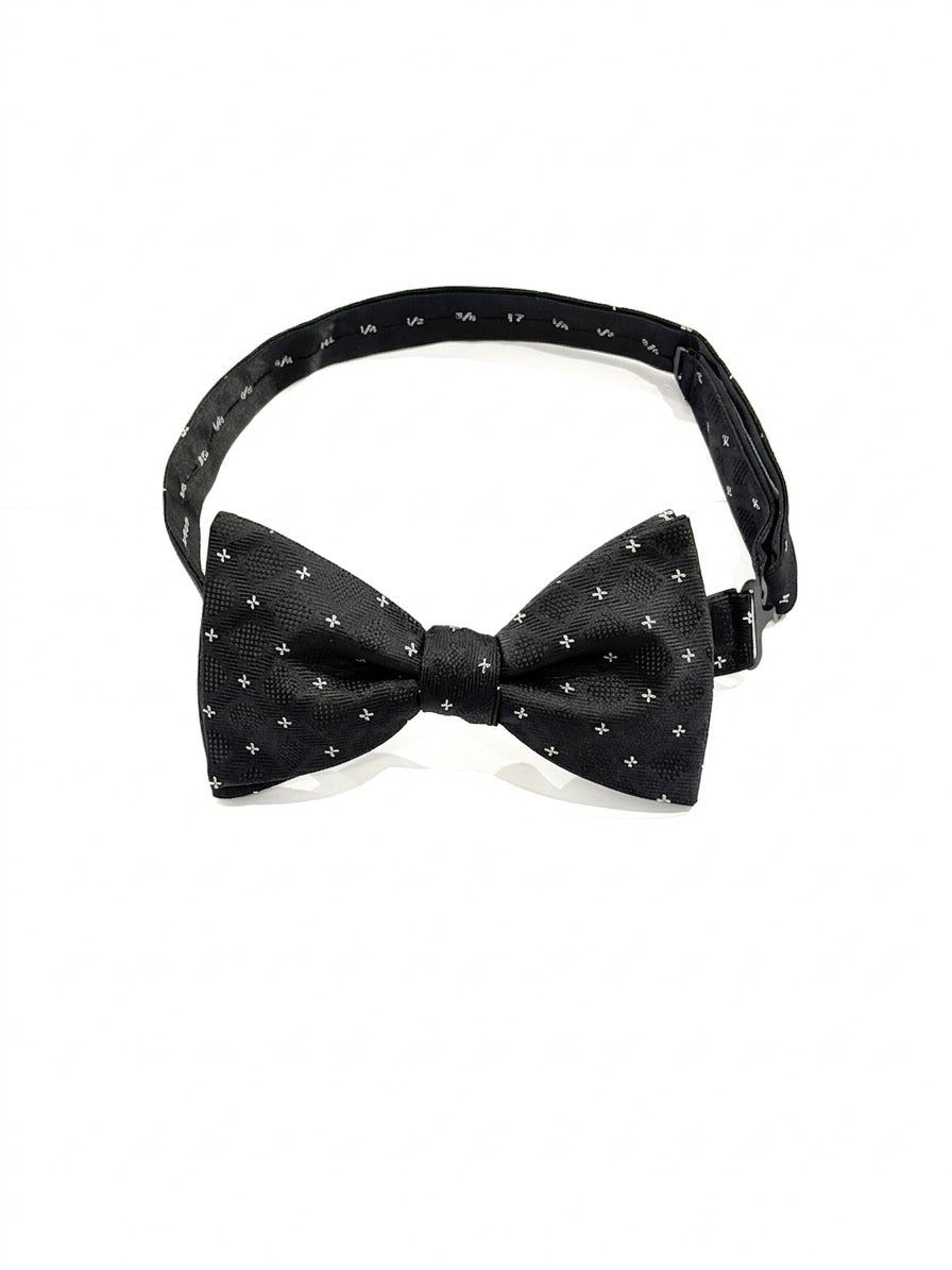 Orobianco L’unique Black and Black check with white flower Bow tie