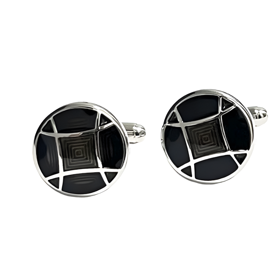 Dark Grey and Brown square Enamel Cufflinks ( Online Exclusive )