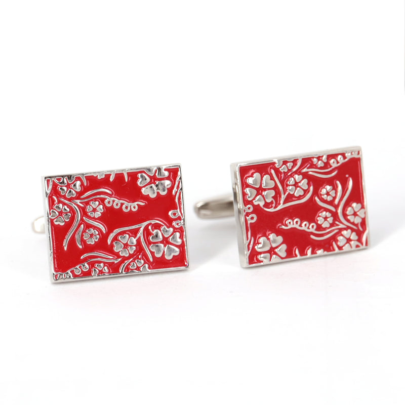 MarzthomsonRectangle Florist Design - Red cufflinks (Online Exclusive)