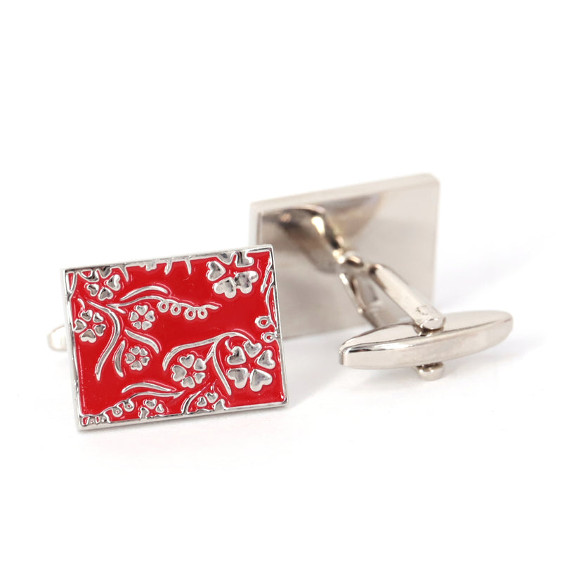 MarzthomsonRectangle Florist Design - Red cufflinks (Online Exclusive)