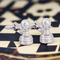 Chess Piece Pawn Cufflinks in Silver