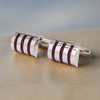 D Shaped cufflinks with Three Pink Stripe (Online Exclusive)