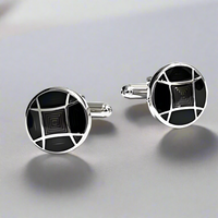 Dark Grey and Brown square Enamel Cufflinks ( Online Exclusive )