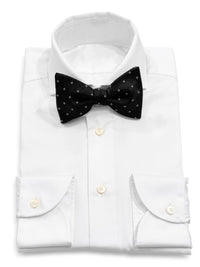 Orobianco L’unique Black and Black check with white flower Bow tie