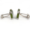 Fiber Glass Rectangle cufflinks in Apple Green and Silver (Online Exclusive)