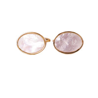 Oval Gold Cufflinks with White Mother of Pearl