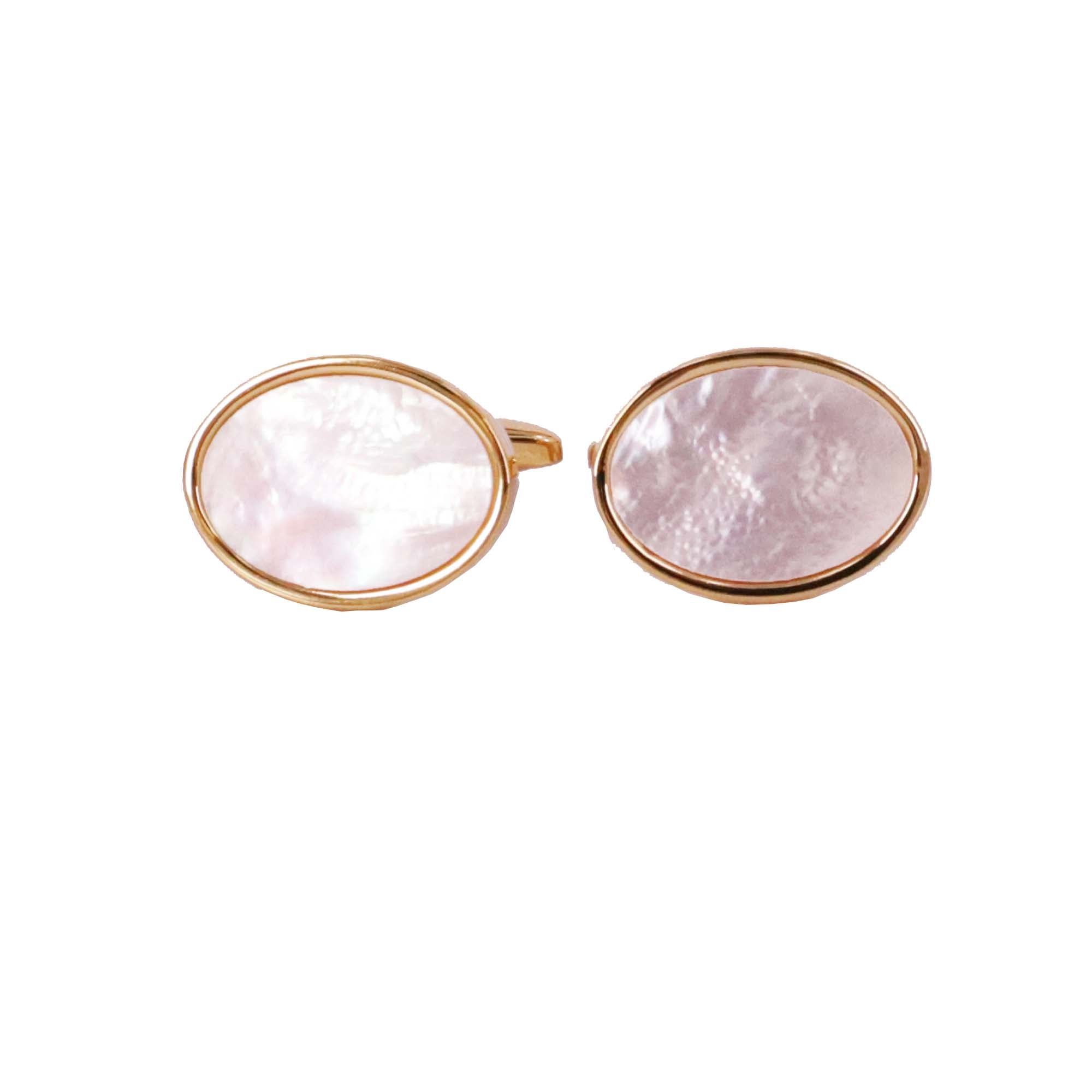 Oval Gold Cufflinks with White Mother of Pearl