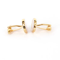 Oval Gold Cufflinks with White Mother of Pearl