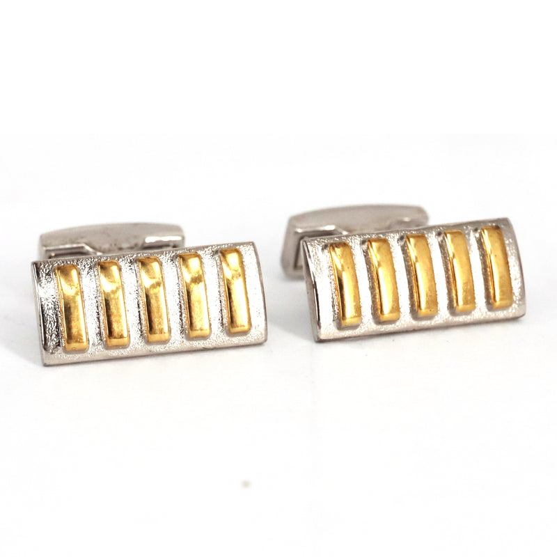 Gold Bar Silver background Rectangle Cufflinks (Online Exclusive)