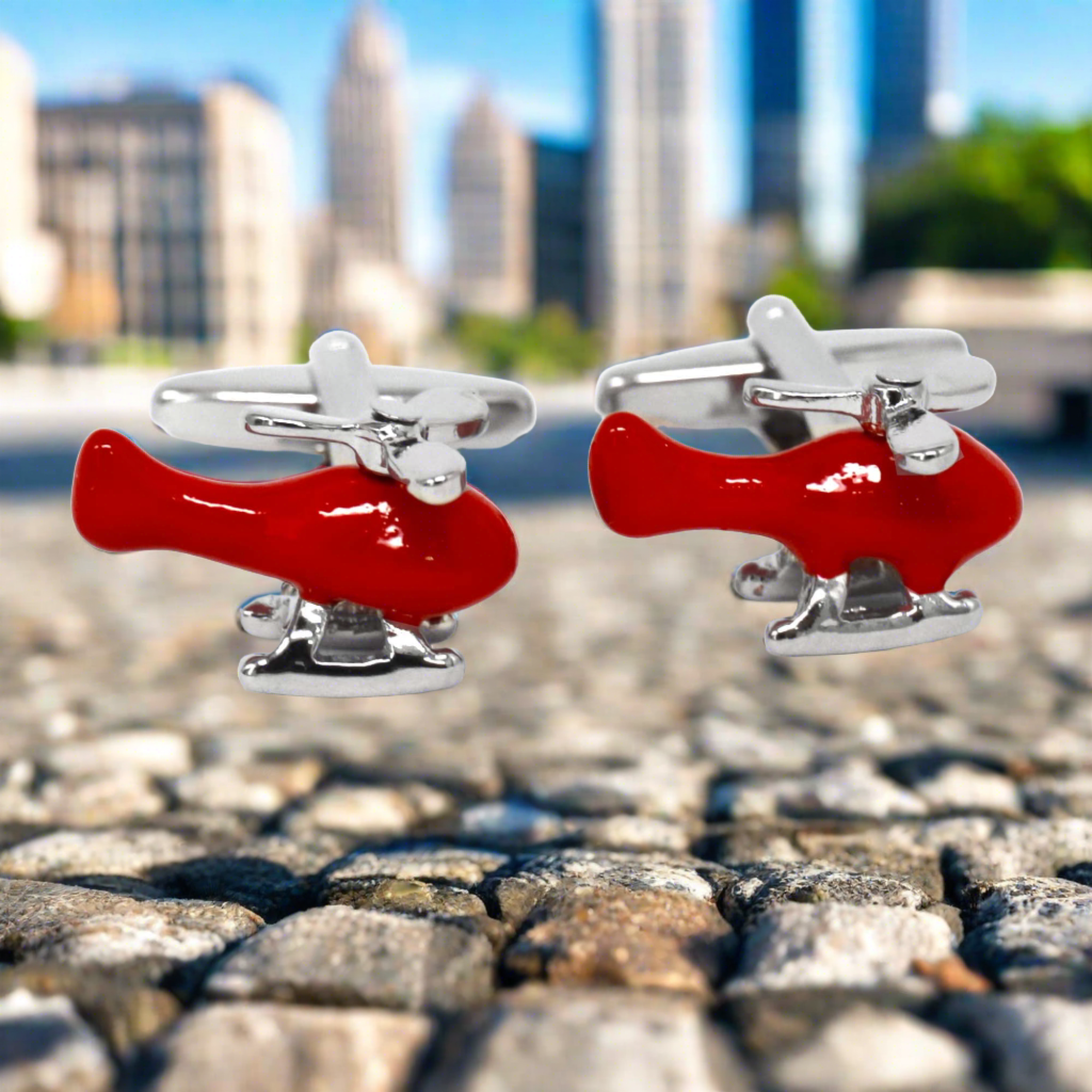 Helicopter Cufflinks in Red (Online Exclusive)