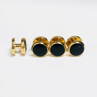 Men's Tuxedo Cufflinks and Studs - Black Onyx and Gold cufflinks