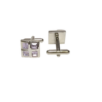 4 Clear Purple Crystal Square cufflinks (Online Exclusive)