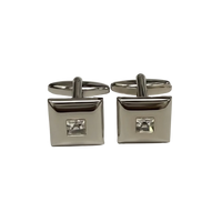 Single Crustal square Silver Cufflinks - Orobianco L'unique