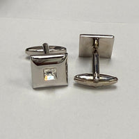 Single Crustal square Silver Cufflinks - Orobianco L'unique