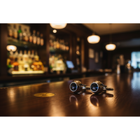 Single Blue Crystal round Silver Cufflinks - Orobianco L'unique