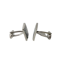 Silver with Turquoise Enamel Crack Design Cufflinks