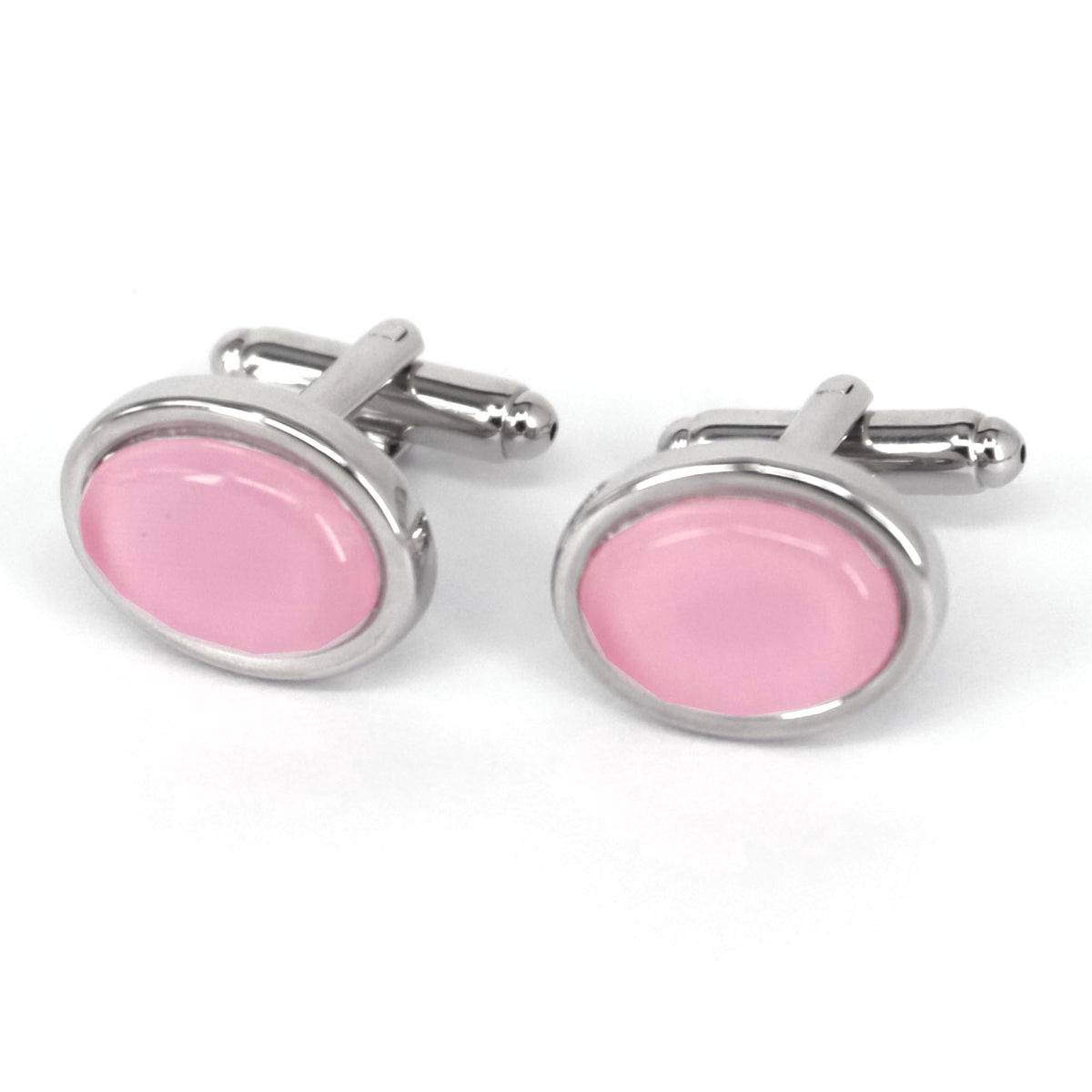 Oval Piggy Pink Fibre Optic Glass Cufflinks (Online Exclusive)