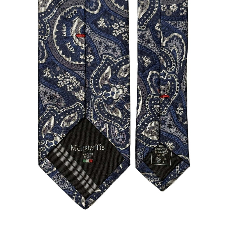 MonsterTie Navy White Big Paisley