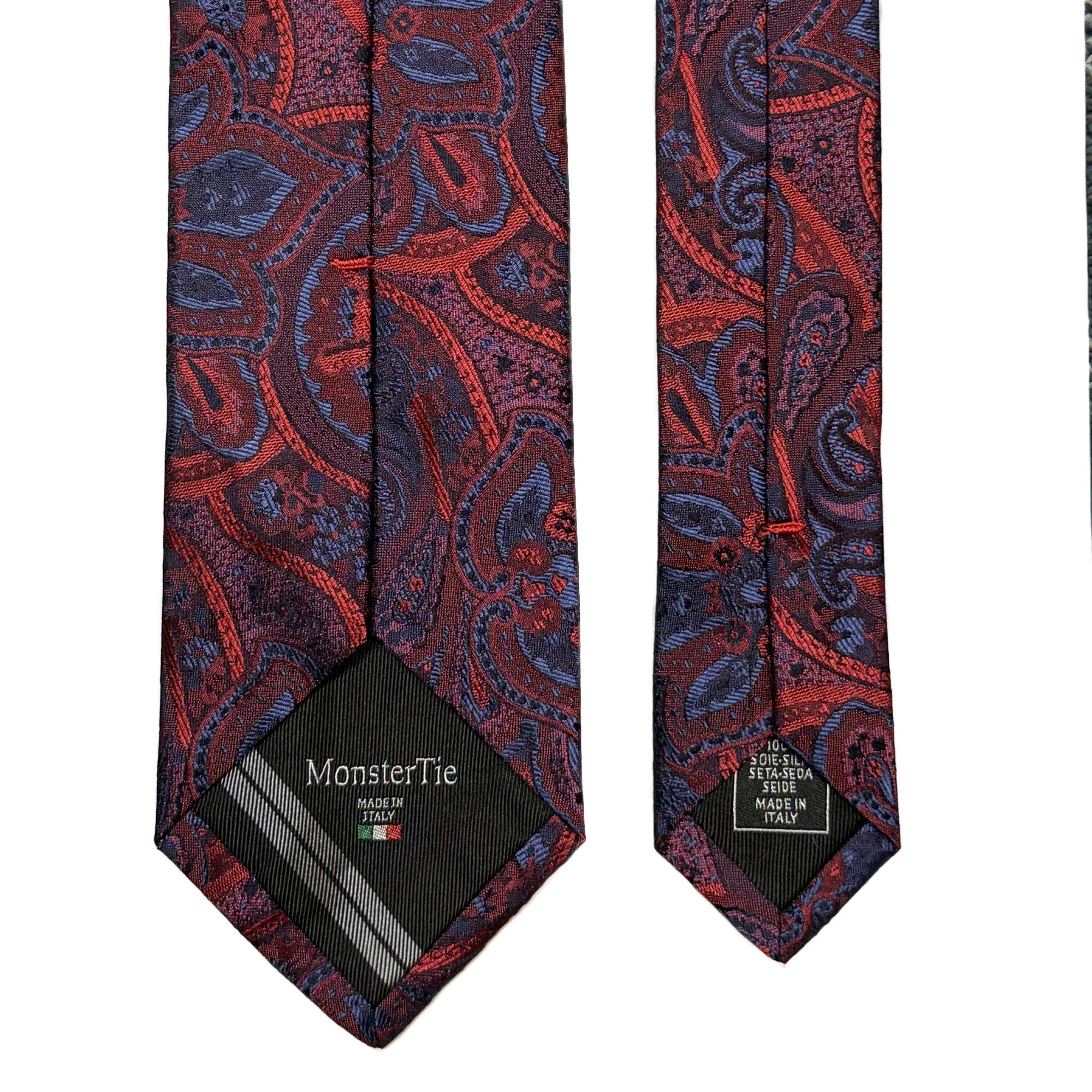 MonsterTie Navy Red Big Paisley