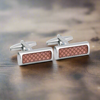 MarZthomson  Rectangle Cufflinks with Pastel Pink Diamond Shape Details (Online Exclusive)