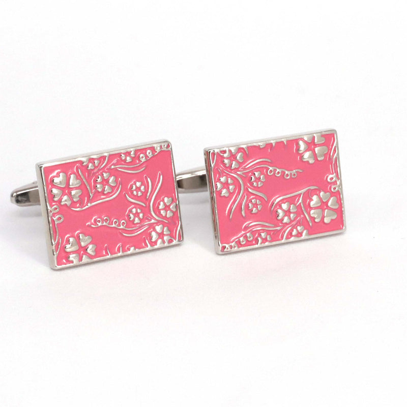 MarzthomsonRectangle Florist Design - Pink cufflinks (Online Exclusive)