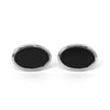 Silver with Black Enamel Oval Cufflinks