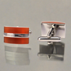 Rectangular Orange Fiber Glass Cufflinks with Silver Inserts (Online Exclusive)