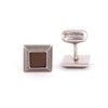 Genuine Brown Leather square with Roof top Mansard Cufflinks