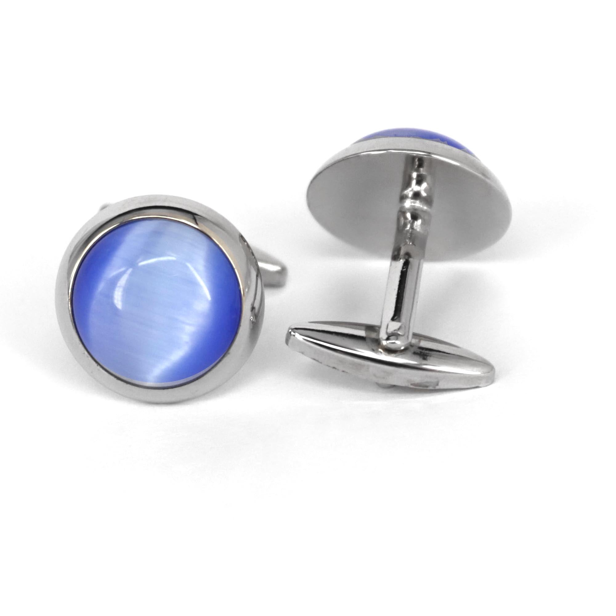 Light Blue Fibre Round Optic Glass Cufflinks (Online Exclusive)