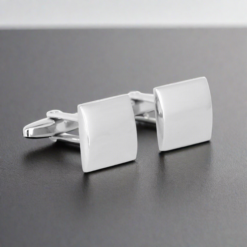 Silver Rectangle Cufflinks - Orobianco L'unique