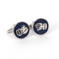 Silver Coffee Beans Cufflink in Dark Blue