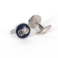 Silver Coffee Beans Cufflink in Dark Blue