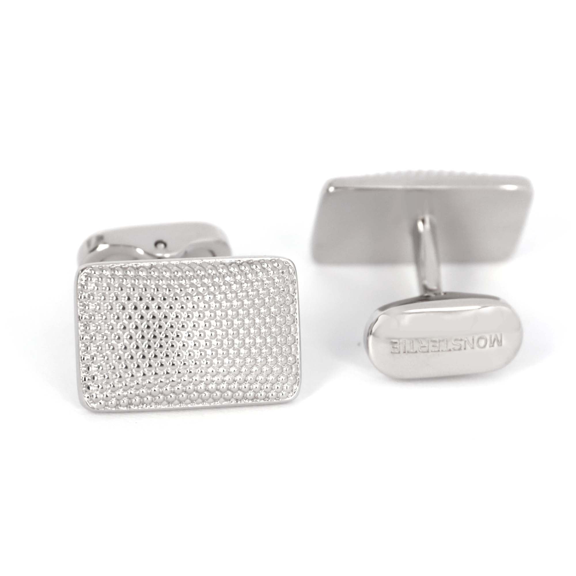 MonsterTie Venezia Rectangle Silver Cufflink