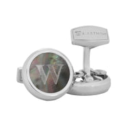 Aurum Mother of Pearl Monogram Cufflinks with Clip-on Button Covers