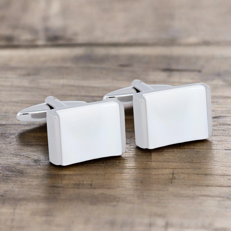 Fiber optic in White cufflinks