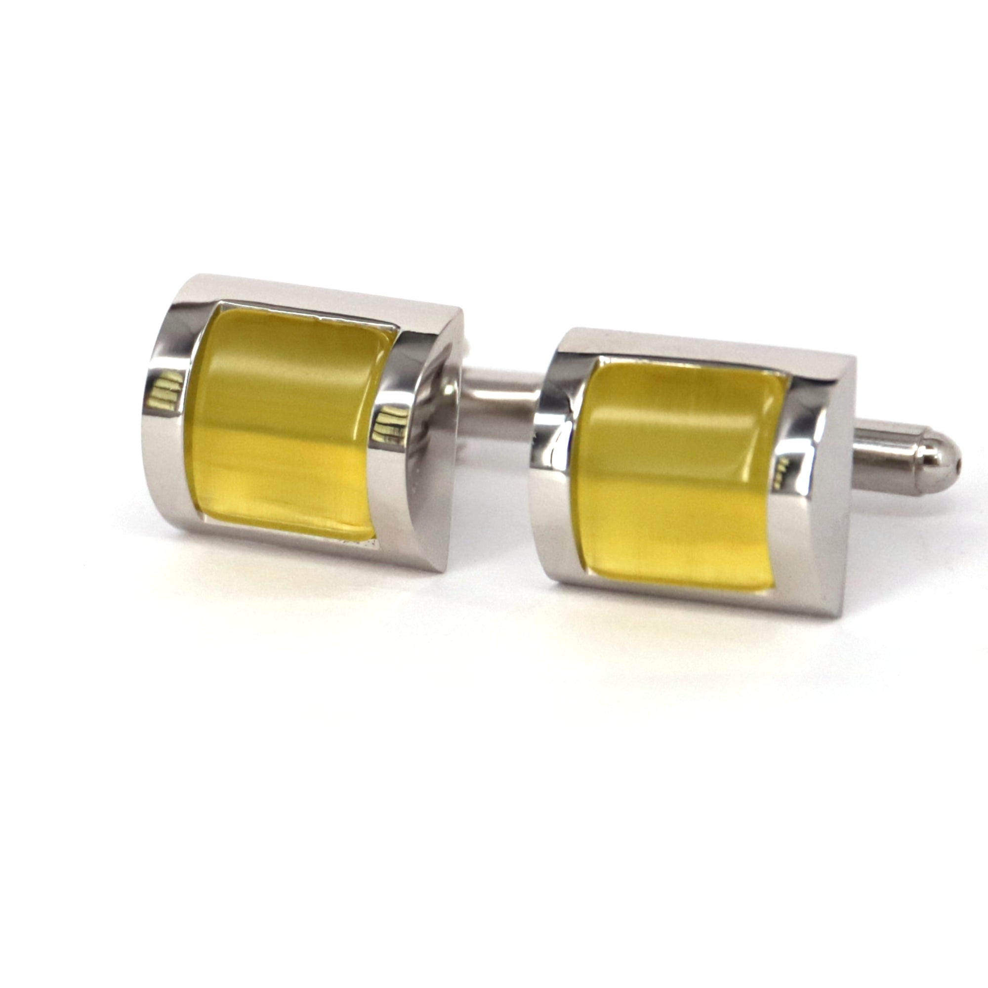 Yellow fiber optic D Cufflinks