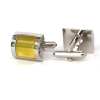 Yellow fiber optic D Cufflinks