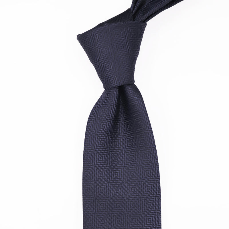 Zegna 5 fold DARK BLUE NATURAL SILK TIE (CINQUE PIEGHE)